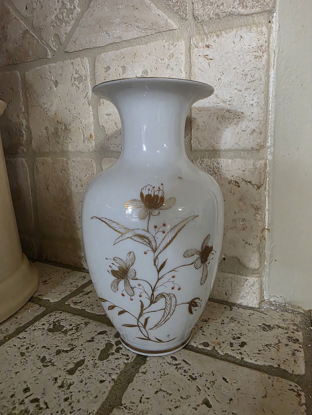 Vintage Reichenbach German Porcelain Vase Gold Floral Design